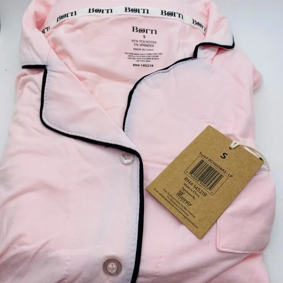 NWT Born Pajama Set Extra Soft Pink/Black Sizes Available S, M, L, XL